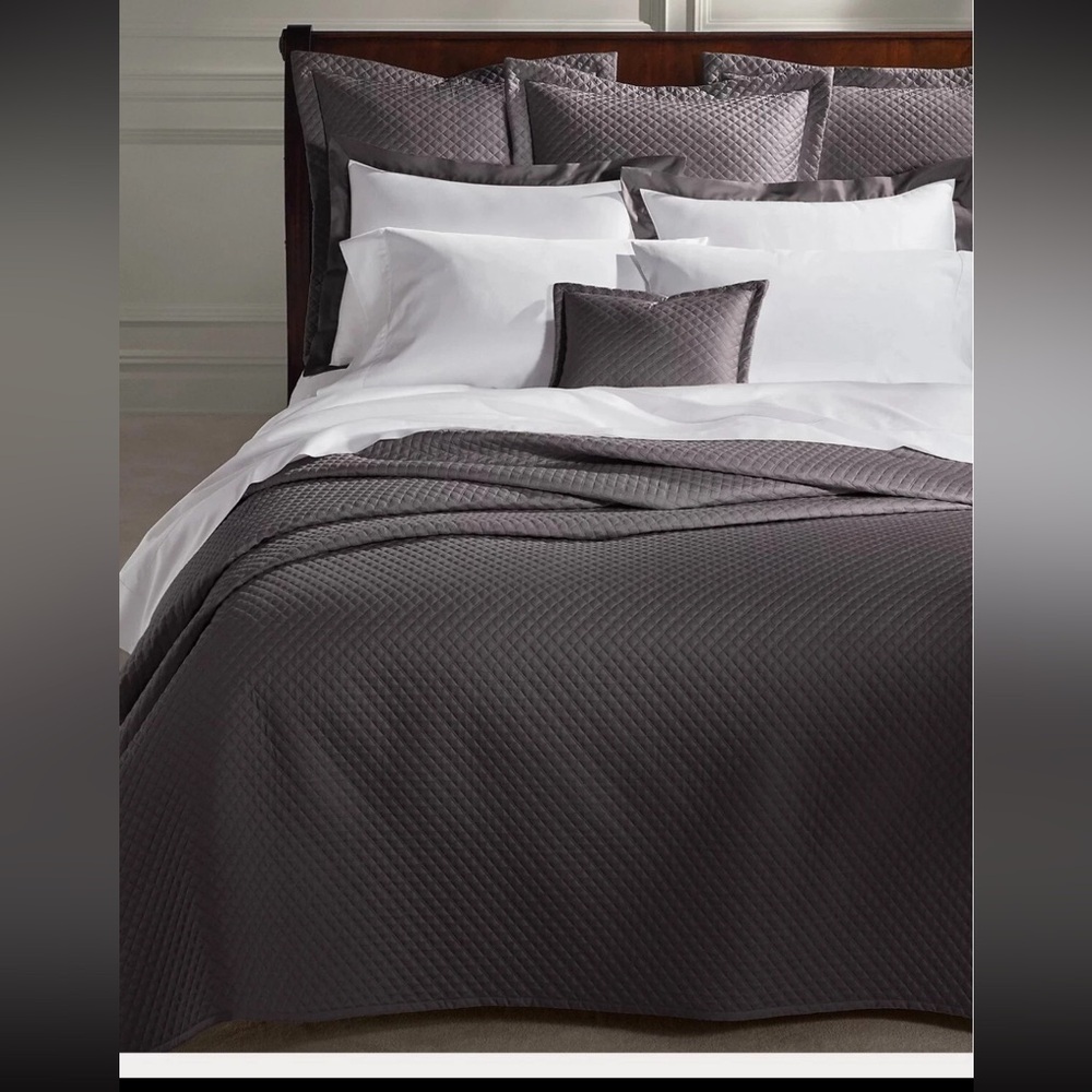 RALPH LAUREN Quilted Sateen Organic Cotton Argyle Euro Sham Graphite (4)